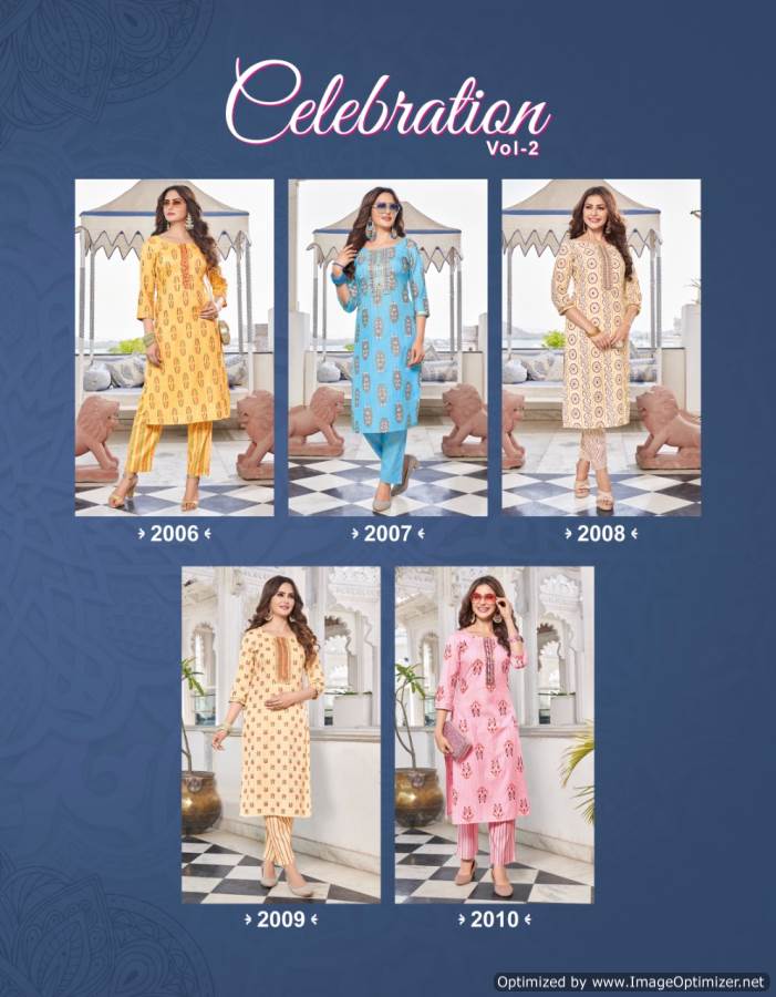Celebration 2 Fancy Designer Ethnic Wear Rayon Kurti With Bottom Collection